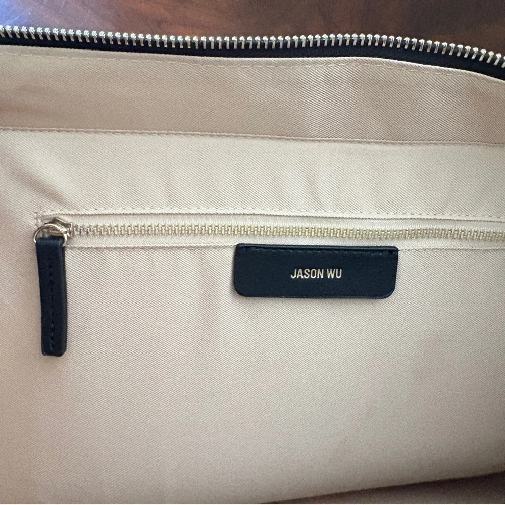 JASON WU Canvas Tote Bag Remmy Logo Print Black and Cream‎